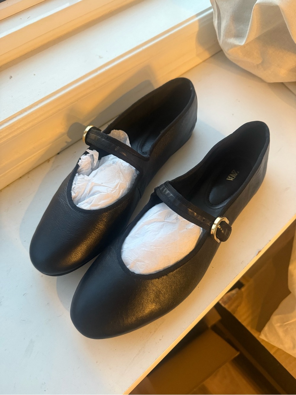 Zara Black Mary Jane Flats with Buckle